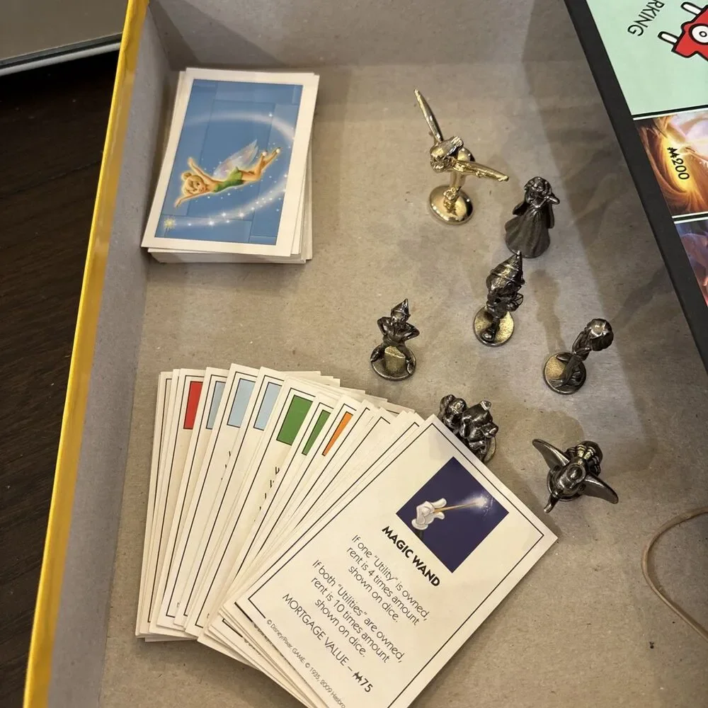 Monopoly Disney Edition COMPLETE Parker Brothers 2009 Classic Golden Tinker Bell